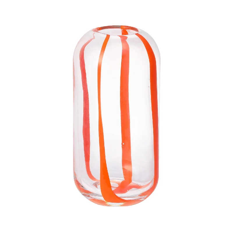 Pop Stripe  Flower Vase M Orange