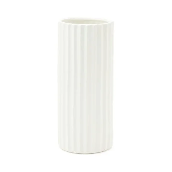 Ceramic Lib Flower Vase L White