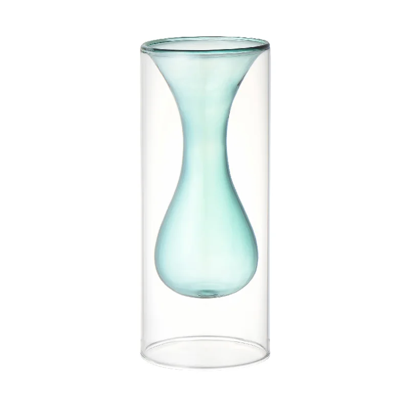 Double Glass Flower Vase Green