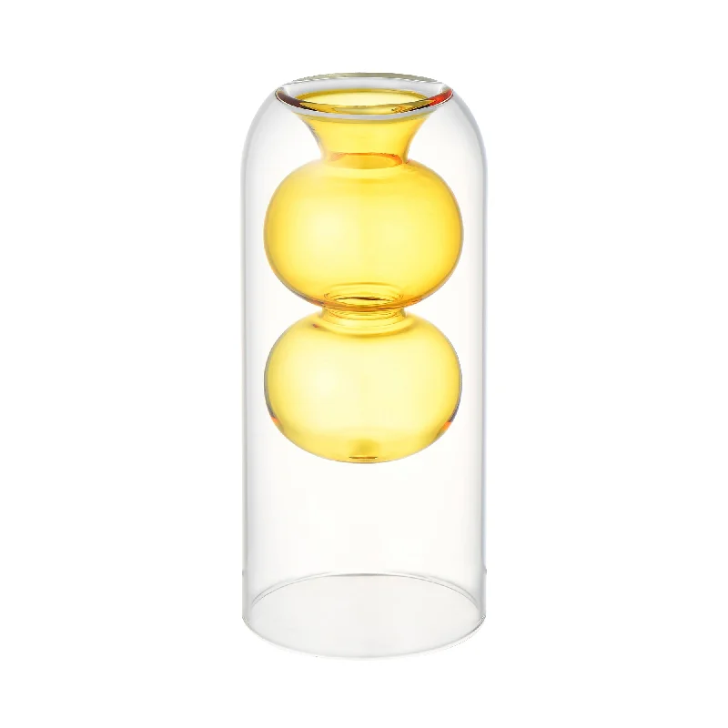 Double Glass Flower Vase Amber