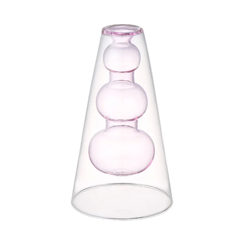 Double Glass Flower Vase Pink