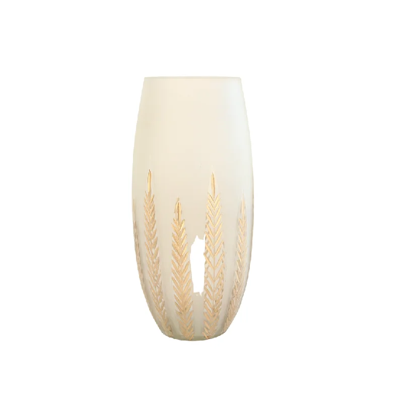 Frosted gold leaf glass vase 25.5x 11cm