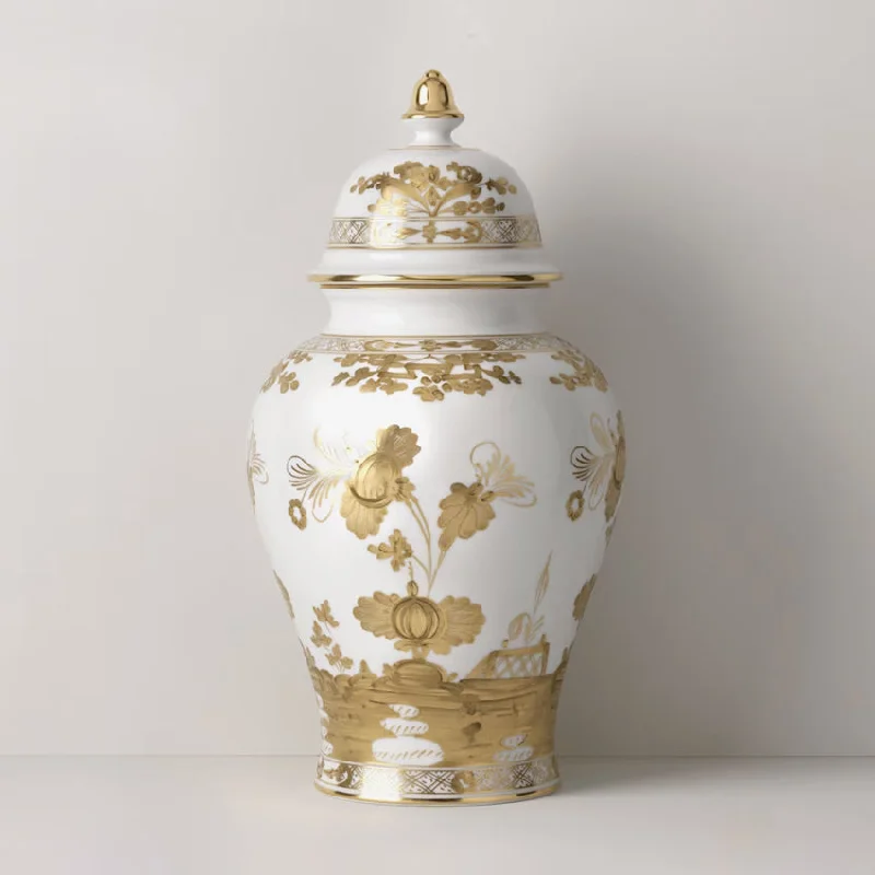 Ginori 1735 | Oriente Italiano Gold Potiche Vase With Cover - Aurum