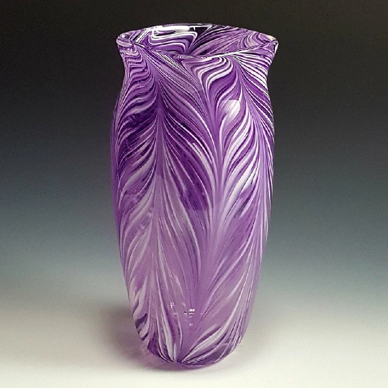 Handcrafted art glass peacock vase by Mark Rosenbaum