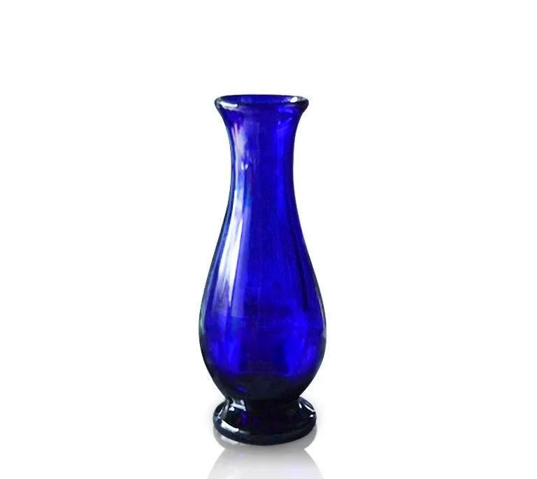 Large Blue Glass Bud Vase