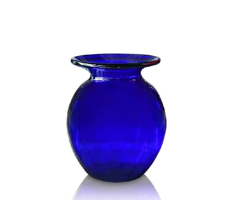 Large Blue Glass Round Vase