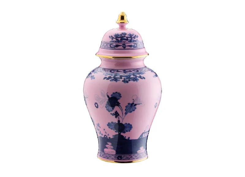 Oriente Italiano Azaelea Potiche Vase with Cover 12.5"