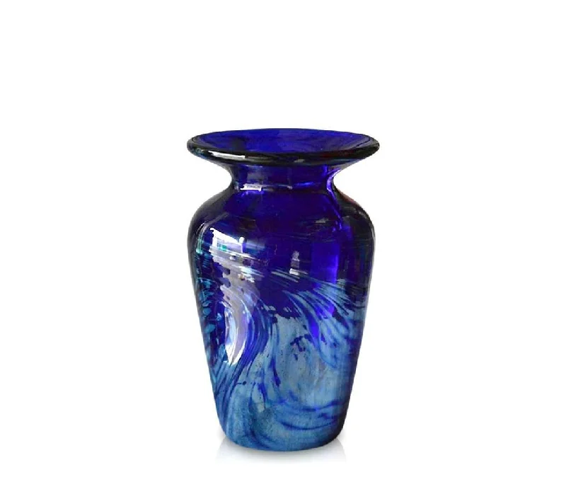 Small Tall "Aurora" Blue Glass Vase