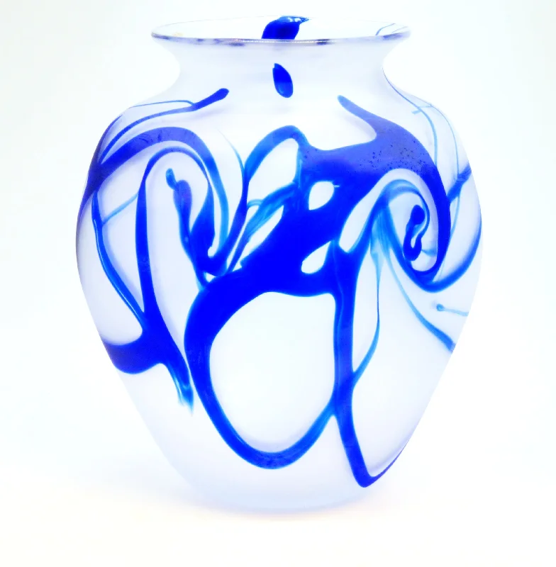 Trailed Blue Glass Vase 2021