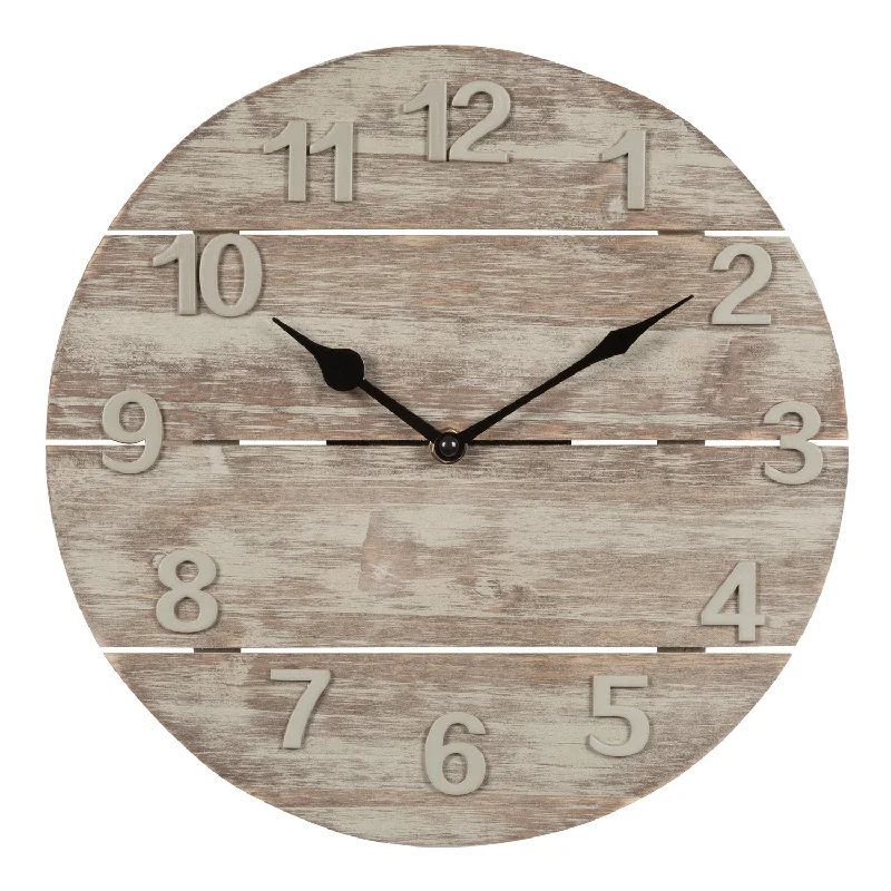 404-3430W 12-inch Sun Washed Wood Wall Clock