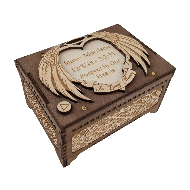 Engraved Angel Wings Music Box