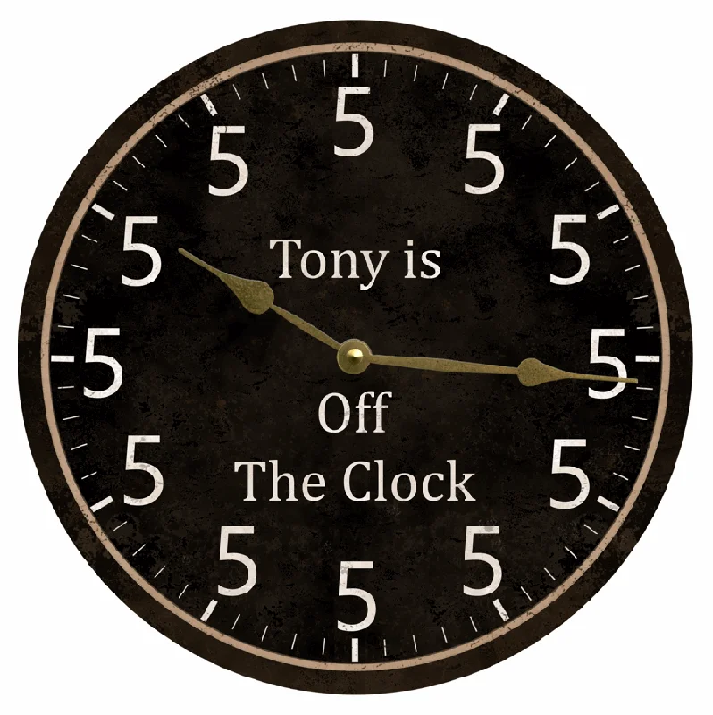 Black 5 O'clock Somewhere Clock – Add a Personalized Message