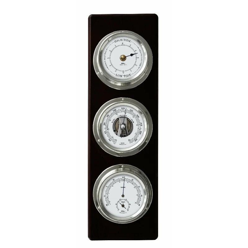 Modern Ebony & Chrome Weatherstation – 4-in-1 Hygrometer, Barometer, Thermometer & Tide Clock