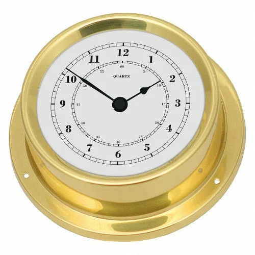 Polished Brass & White Dial 125mm Quartz Clock