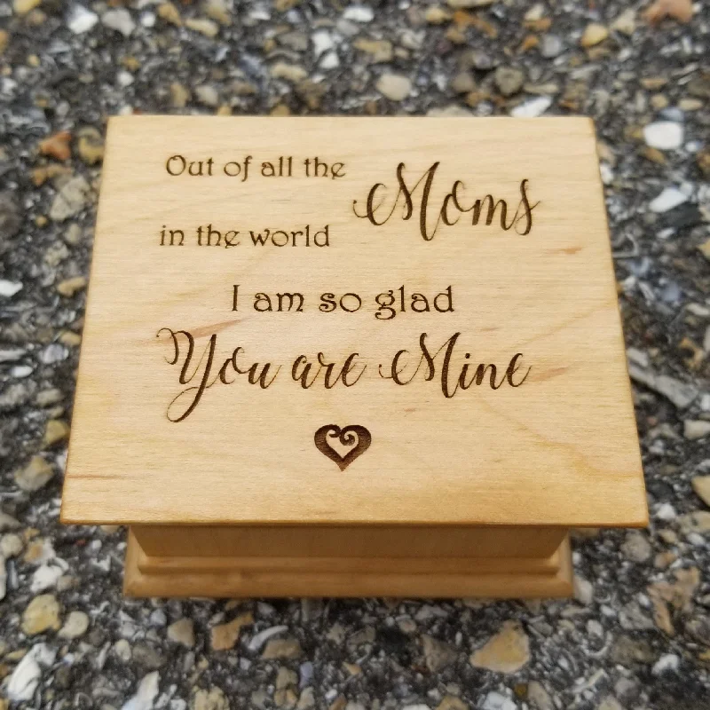 Mom Birthday Box, engraved music box with your choice of your color and song