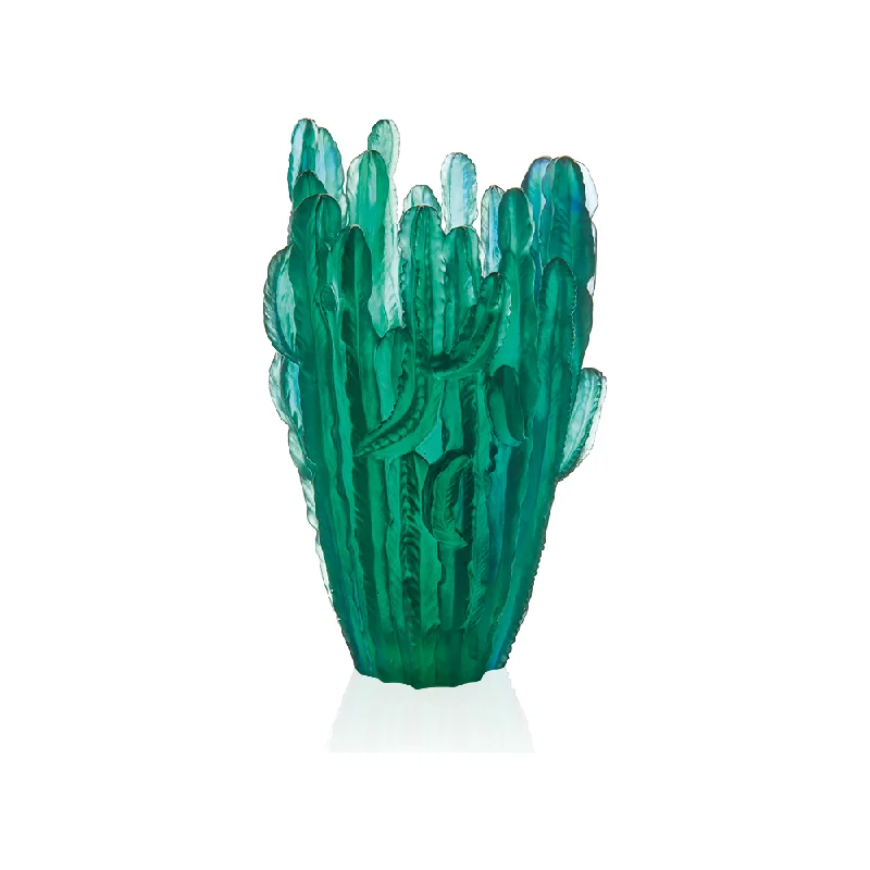 Daum - Large Jardin de Cactus Green Vase by Emilio Robba