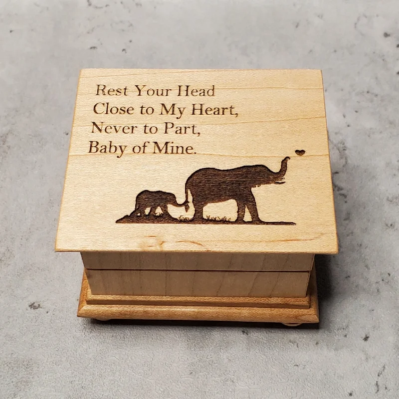 Elephants music box, engraved music box with your choice of your color and song, perfect gift for mom