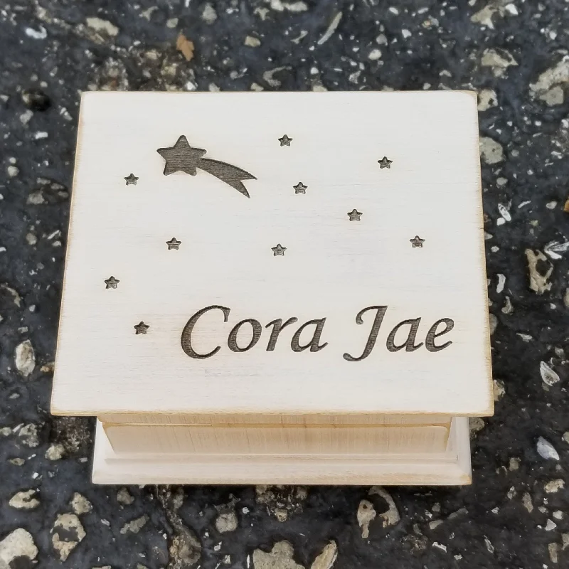 Shooting Star Music Box custom engraved choose color and song, personalize