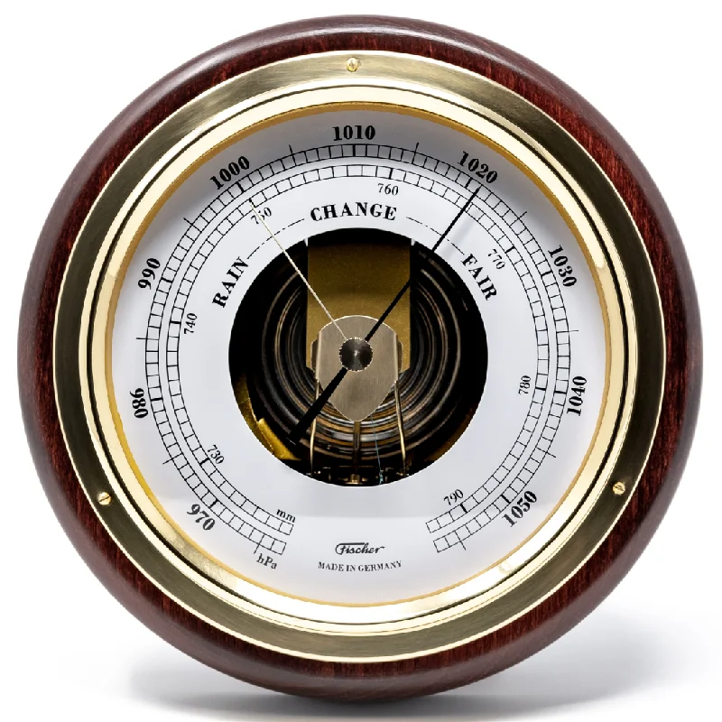 Popular  Mahogany 170mm Barometer & Tide Clock Combo