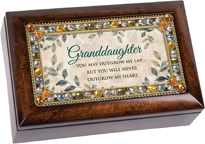 Cottage Garden Granddaughter Never Outgrow My Heart Earth Tone Jewelry Music Box Plays You Light Up My Life‚Äö√Ñ¬∂