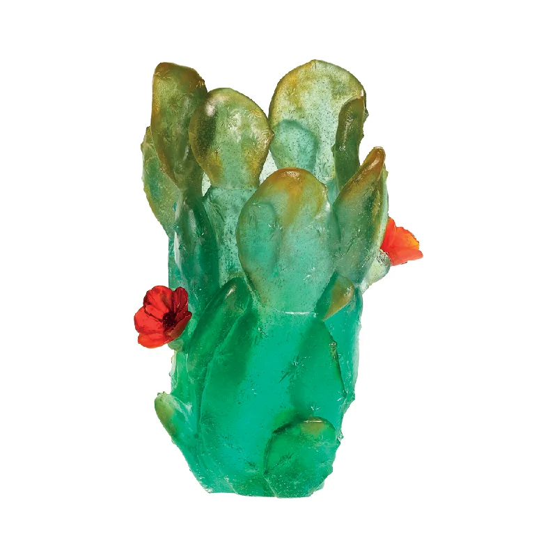 Daum - Green Crystal Cactus Vase