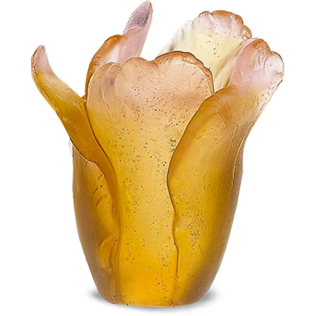 Daum - Crystal Mini Tulip Vase in Amber