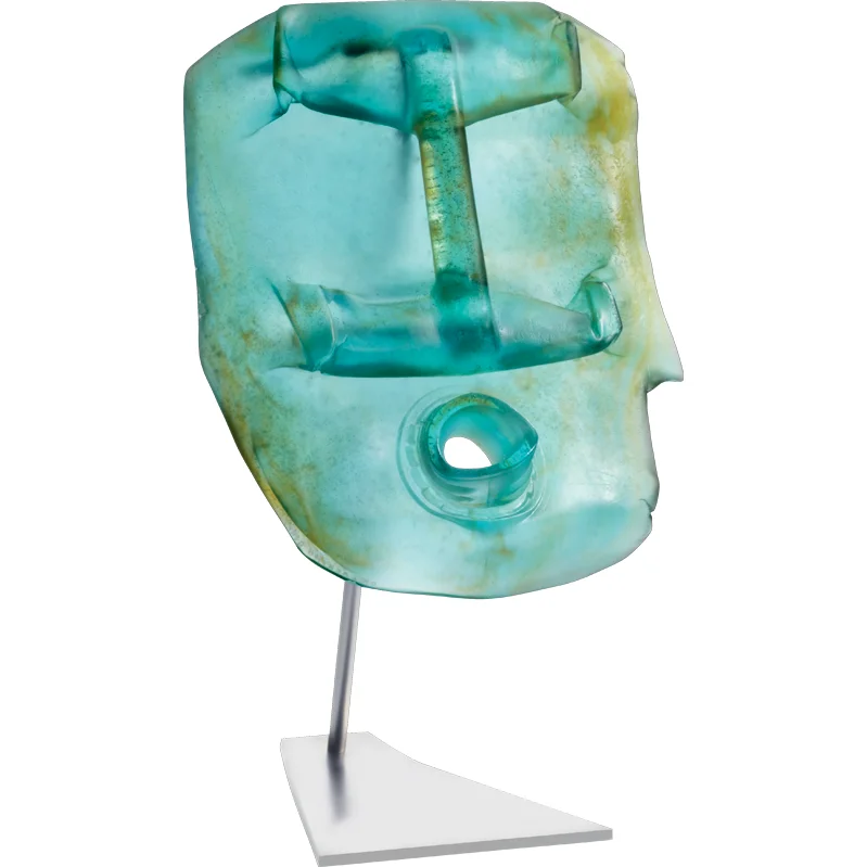 Daum - Crystal Oil Head in Blue by Romuald Hazoumé 175 Ex