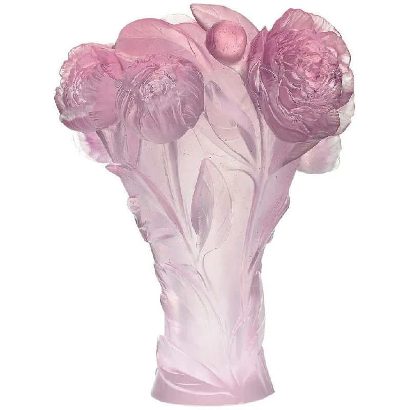 Daum - Crystal Peony Vase in Pink