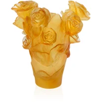 Daum - Crystal Rose Passion Small Yellow Vase