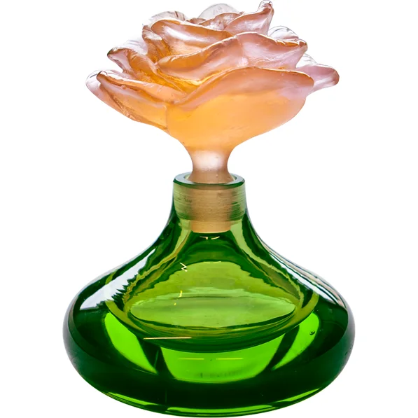 Daum - Crystal Rose Romance Perfume Bottle in Green