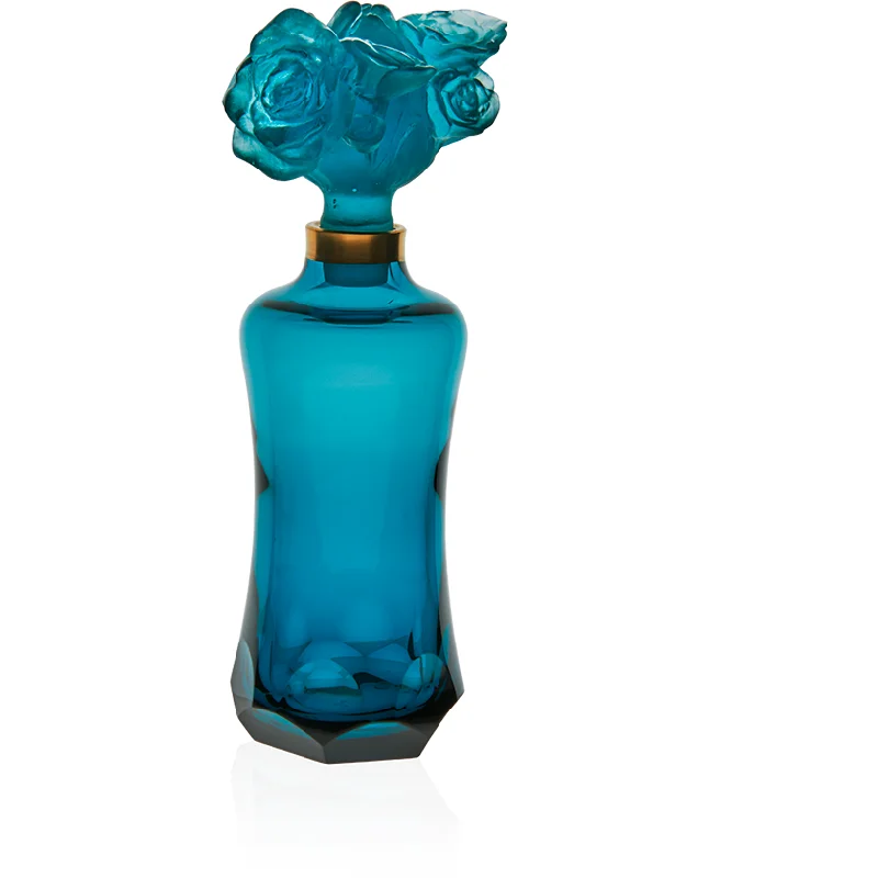 Daum - Crystal Rose Romance Prestige Perfume Bottle in Blue