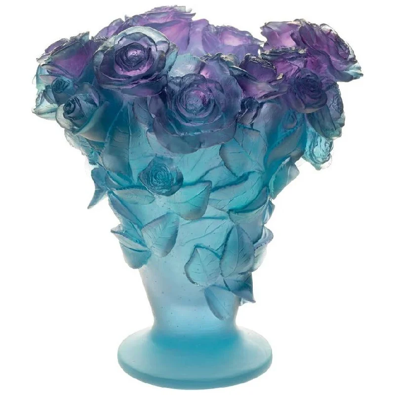 Daum - Crystal Roses Vase in Ultraviolet