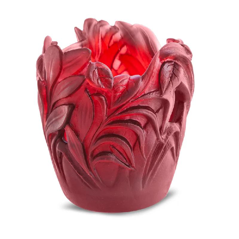 Daum - Crystal Small Jungle Vase in Red