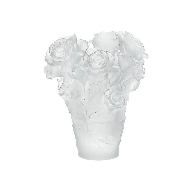 Daum - Crystal Small Rose Passion Vase in White