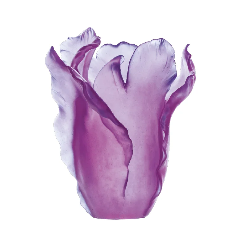 Daum - Large Crystal Tulip Vase in Ultraviolet