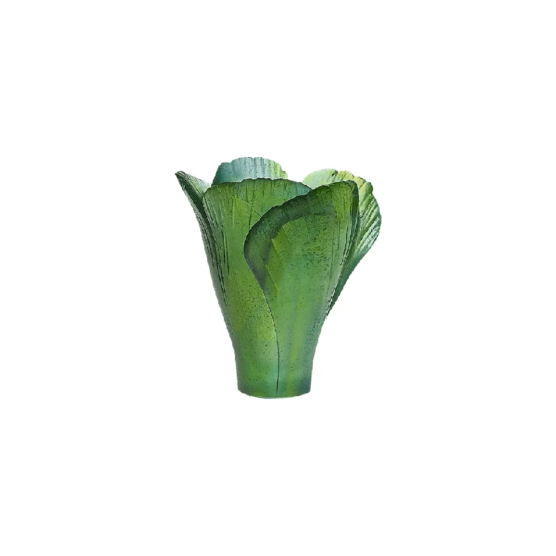 Daum - Mini Crystal Ginkgo Vase in Green