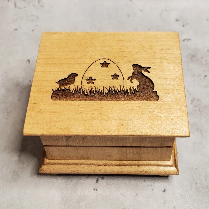 Easter Egg Music Box with baby chick and bunny