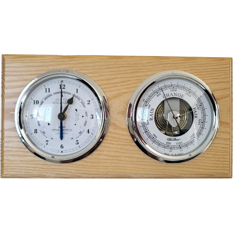 Ash & Chrome Barometer Tide Clock Combination