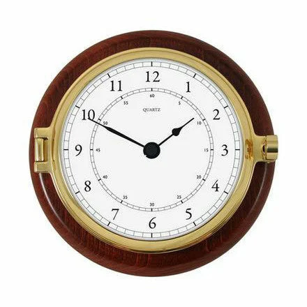 Brass Porthole Mahogany Clock