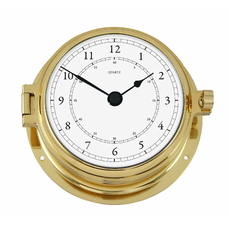 Solid Polished Brass Marine Quartz Clock