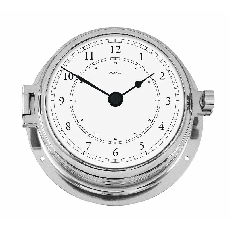 Solid Polished Chrome Marine Quartz Clock