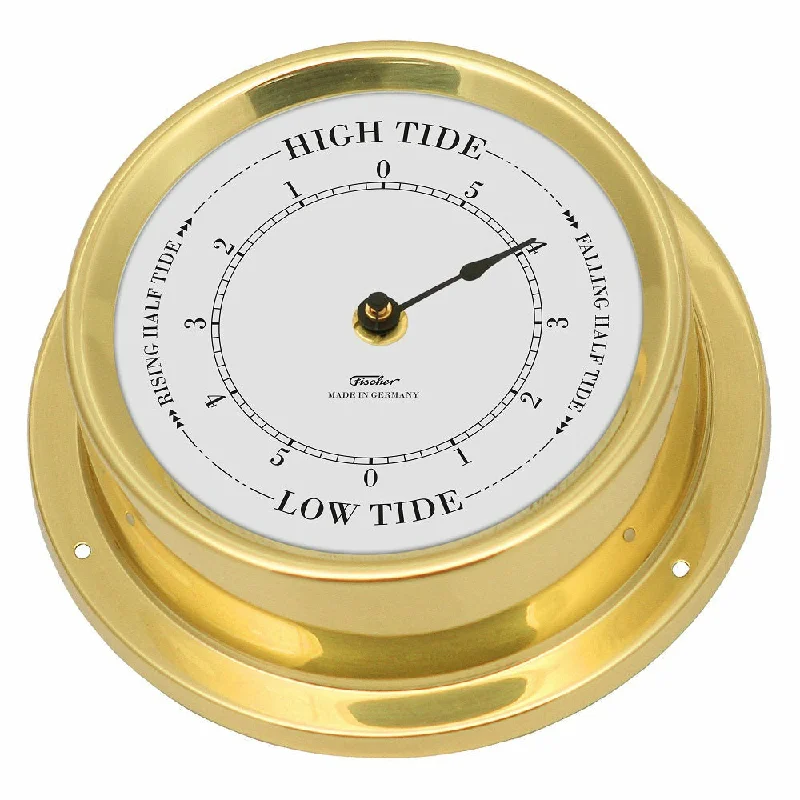 Polished Brass & White Dial 125mm Quartz Tide Clock