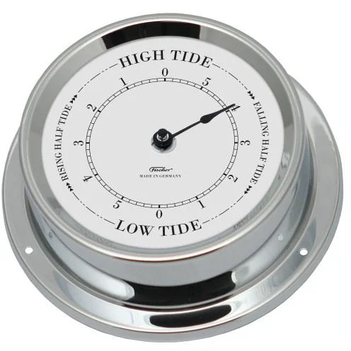 Polished Chrome & White Dial  125mm Quartz Tide Clock