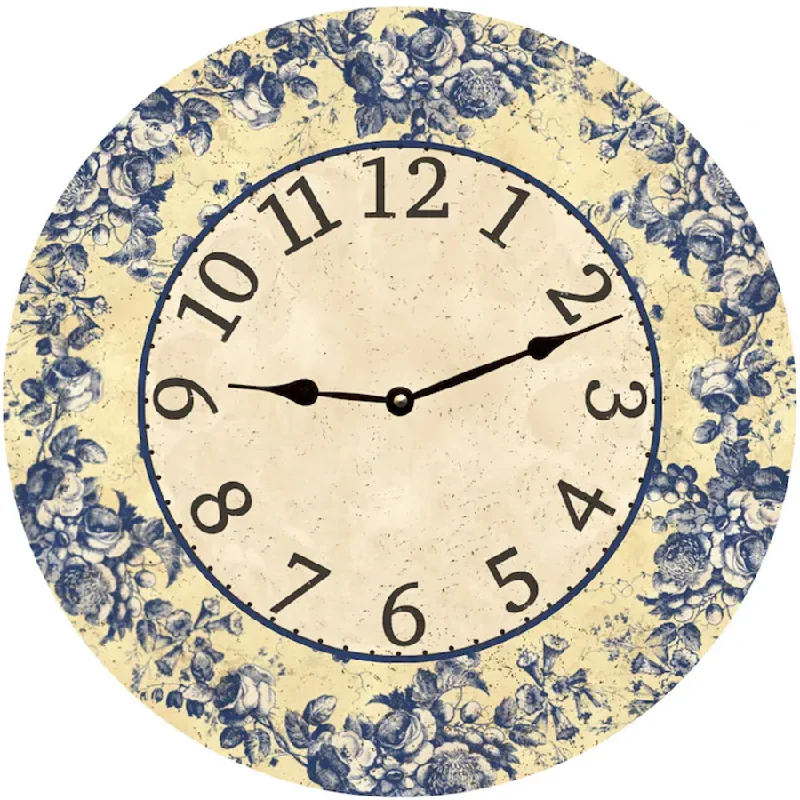 Floral Clock- Blue Floral Toile Clock