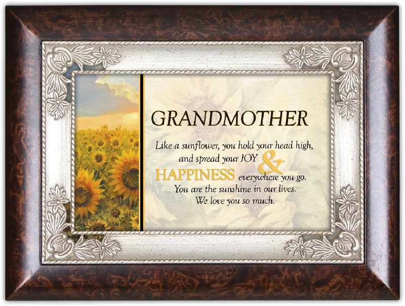 Grandmother Burlwood Music Box Plays Tune You Are My Sunshine