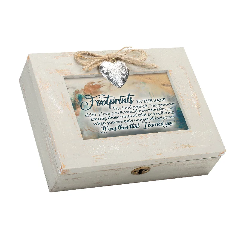 Footprints in the Sand Locket Music Box Plays How Great Thou Art