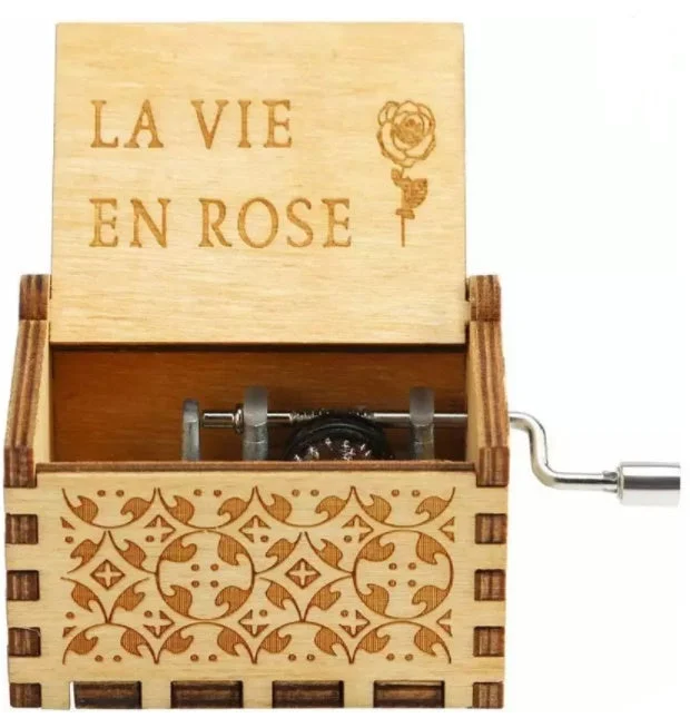 La Vie En Rose Wooden Handcrafted Vintage Music Box (Brown) - A Melodic Journey to Elegance 🌹🎶