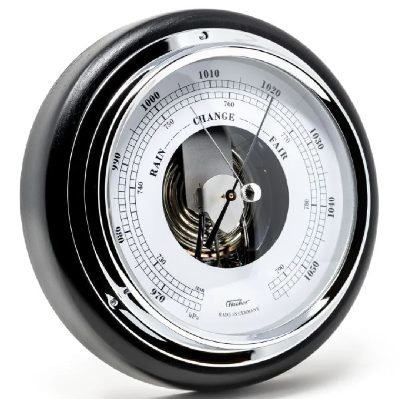 Popular Ebony & Chrome Barometer & Tide Clock Combo