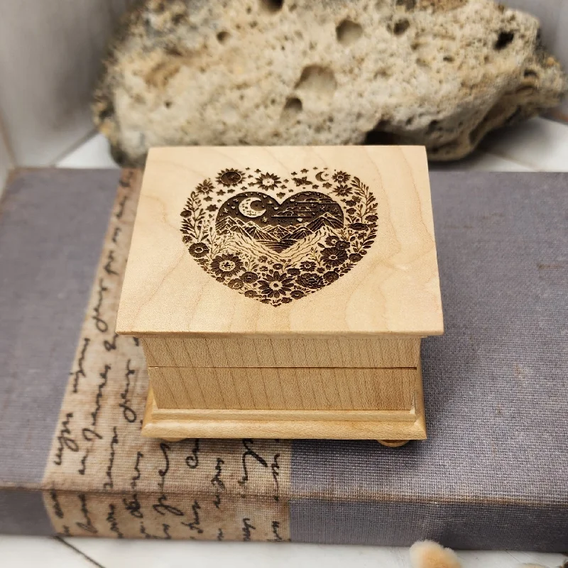 Mountain Heart music box, choose color and song, add personalized message