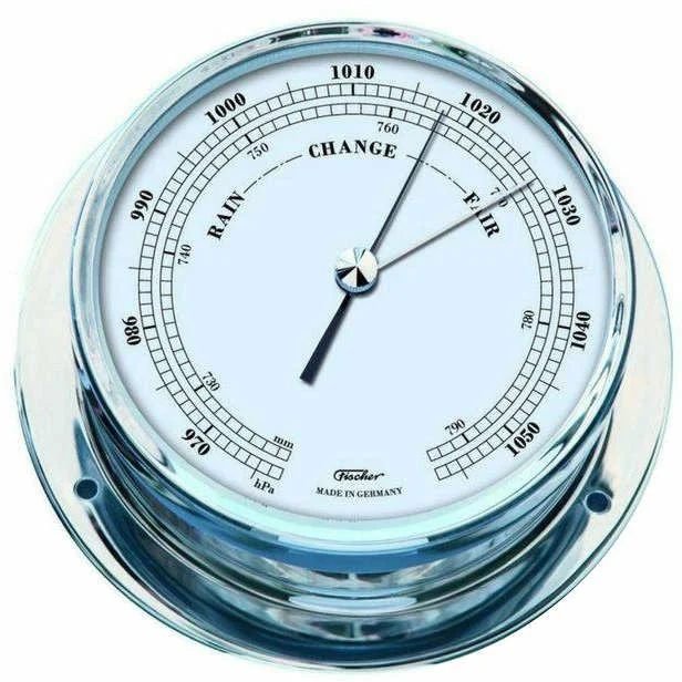 Premium Polished Chrome Tide Clock with Barometer – Modern Coastal Accessory